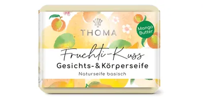 rechteckige Seife mit fruchtigem Duft als Gesichts-und Körperseife- von der Anke Thoma Manufaktur
