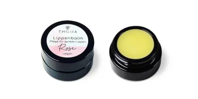 THOMA Lippenbalsam Rose – Vegane Pflege für spröde Lippen im stilvollen Tiegel, ideal für intensive Feuchtigkeit und Geschmeidigkeit.